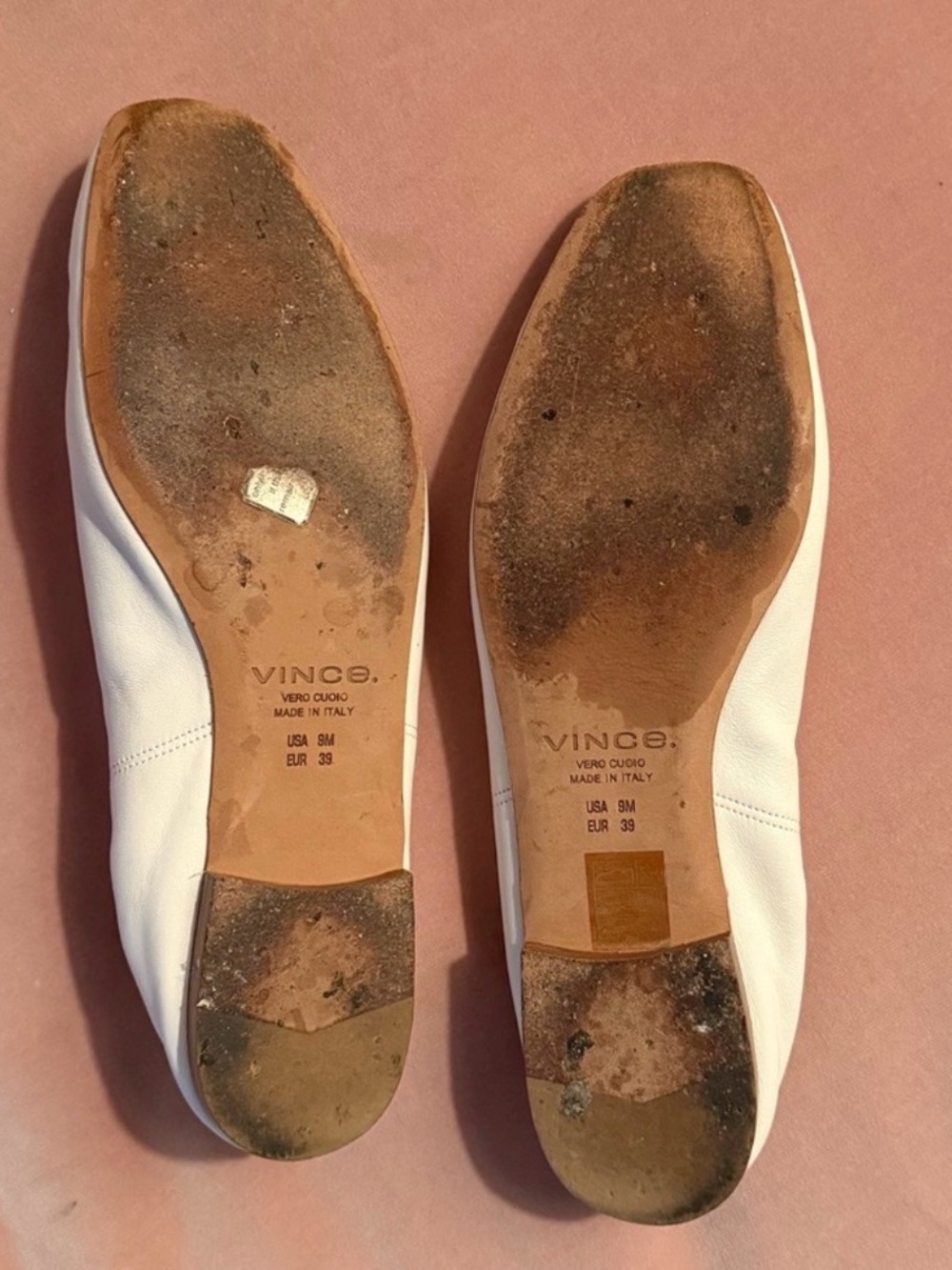 Vince Ballet Flats Pristine Optical White Leather Sz 9/ 39 Made in Italy - Picture 3 of 6